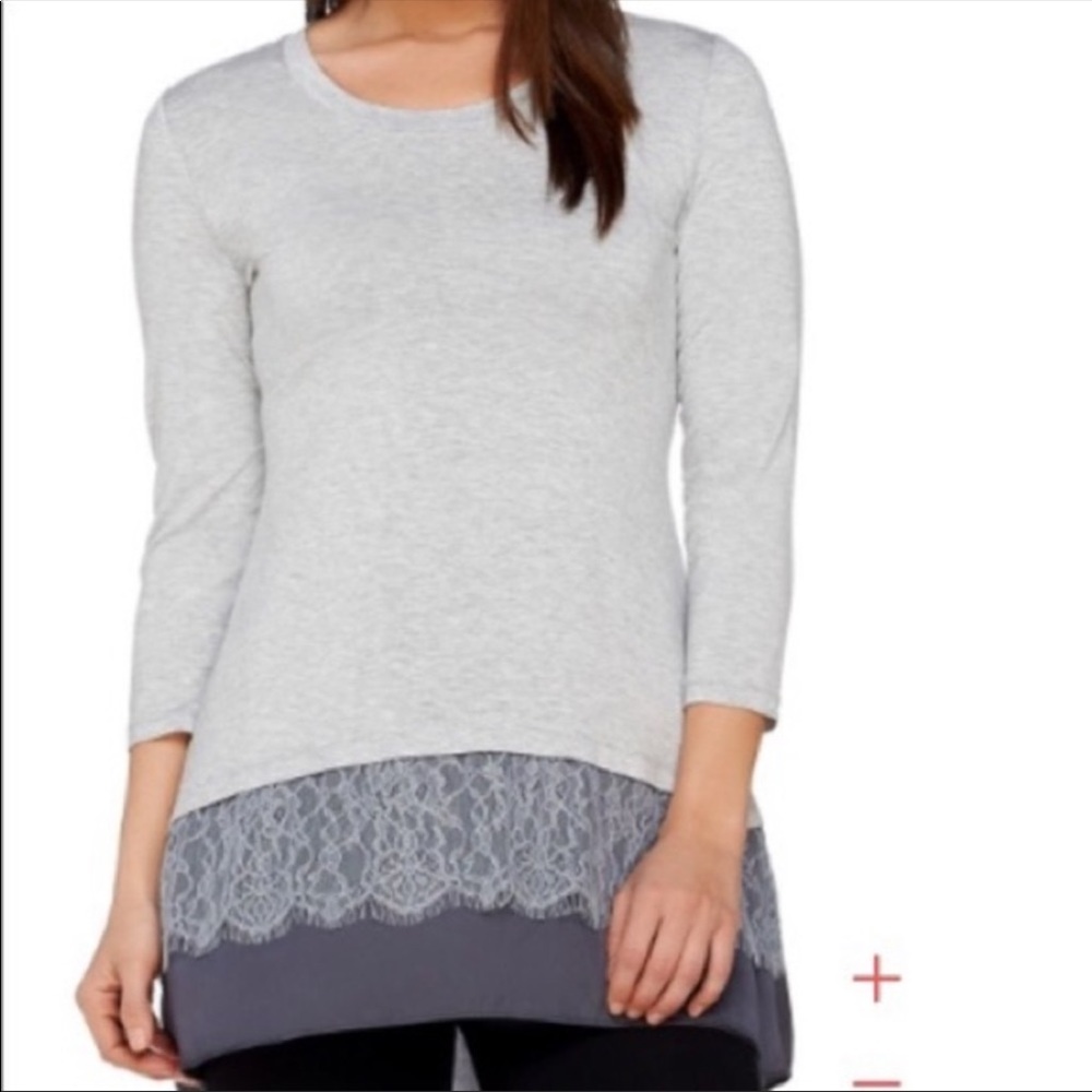 LOGO Lori Goldstein Gray Popover Top Size S